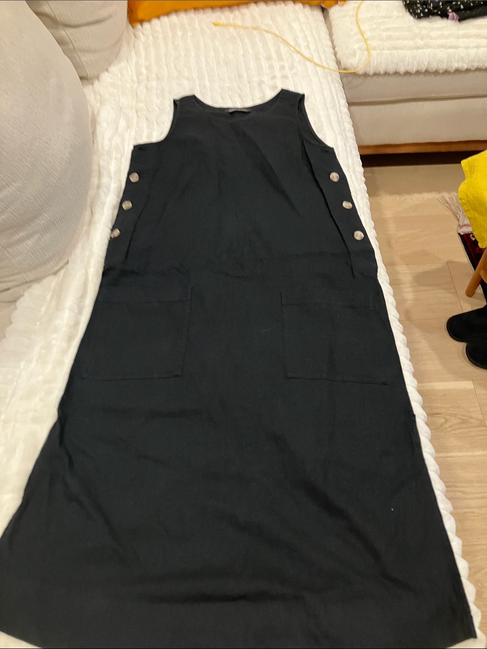 Marks & Spencer Black Sleeveless Maxi Shift Dress with Side Buttons